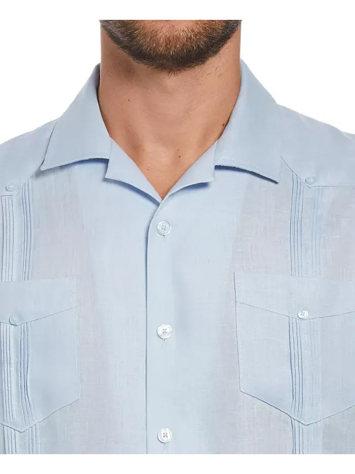 Мужская 100% льняная рубашка с коротким рукавом и четырьмя карманами Guayabera Cubavera — изображение 8 из 8, черный