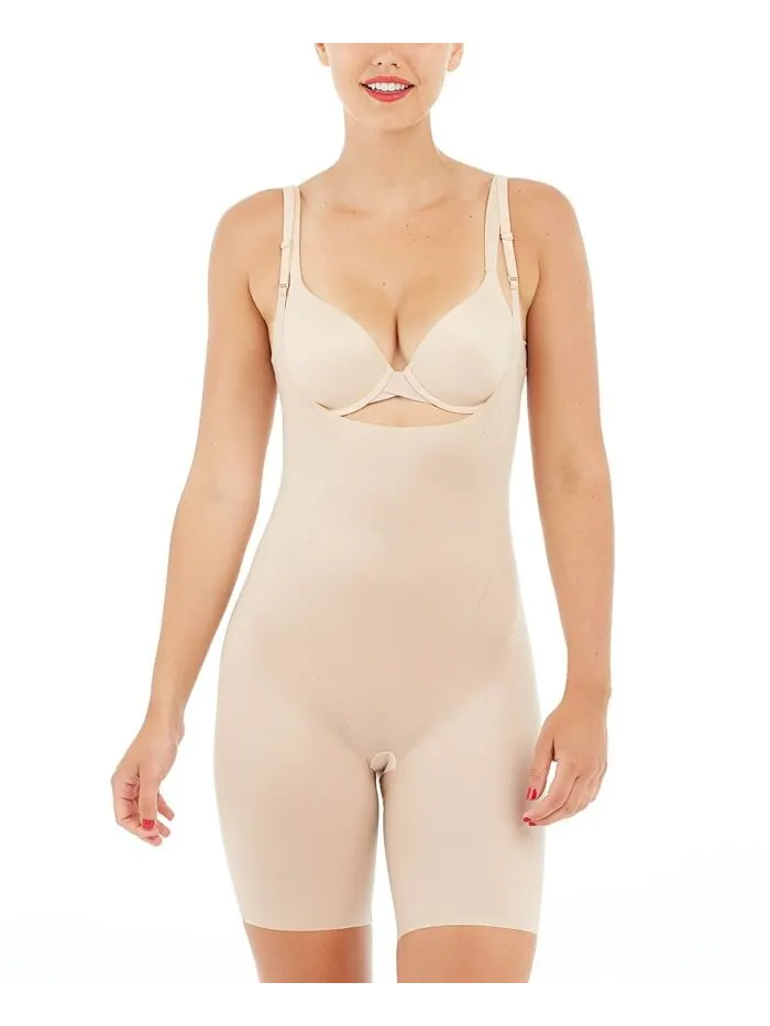 Женское боди Thinstincts 2.0 с открытой грудью и длиной до середины бедра SPANX — изображение 1 из 7, бежевый