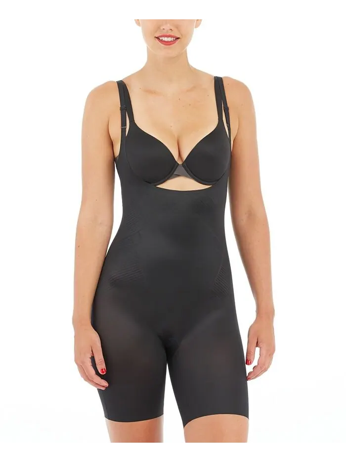 Женское боди Thinstincts 2.0 с открытой грудью и длиной до середины бедра SPANX — изображение 1 из 7, черный