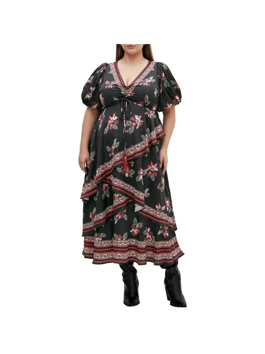 Женское платье «Королева драмы» CITY CHIC, Blk Floral Brd — изображение 1 из 5