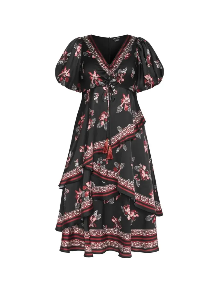 Женское платье «Королева драмы» CITY CHIC, Blk Floral Brd — изображение 4 из 5
