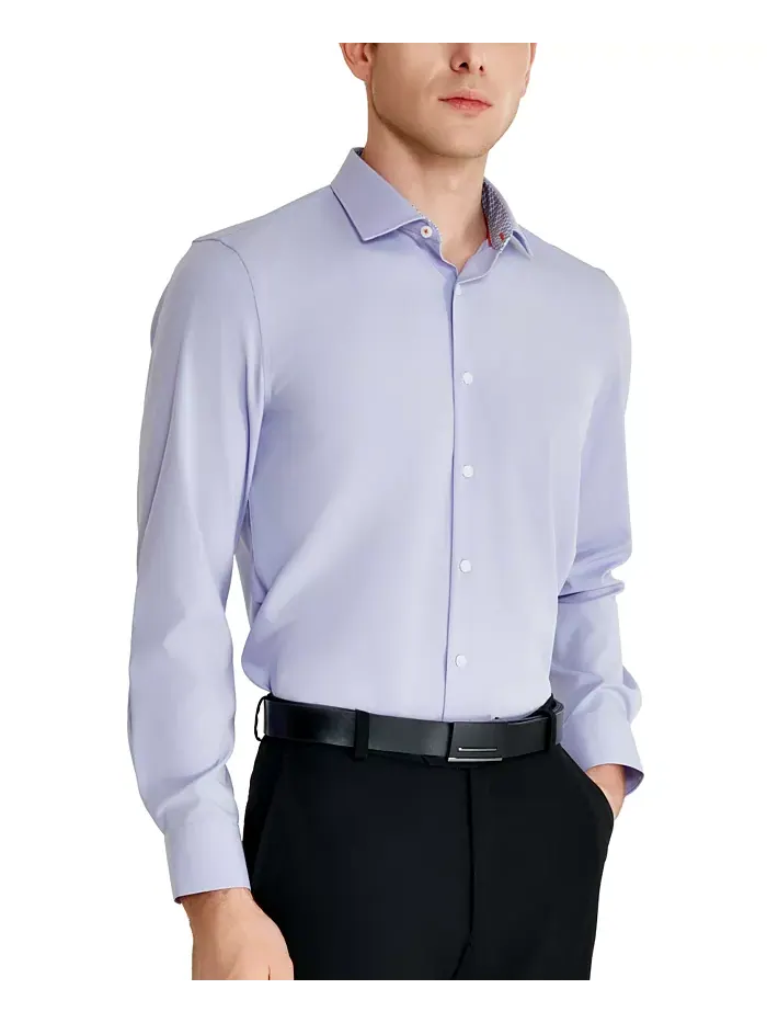 Мужская классическая рубашка из поплина Slim-Fit Solid Tallia — изображение 6 из 8, синий