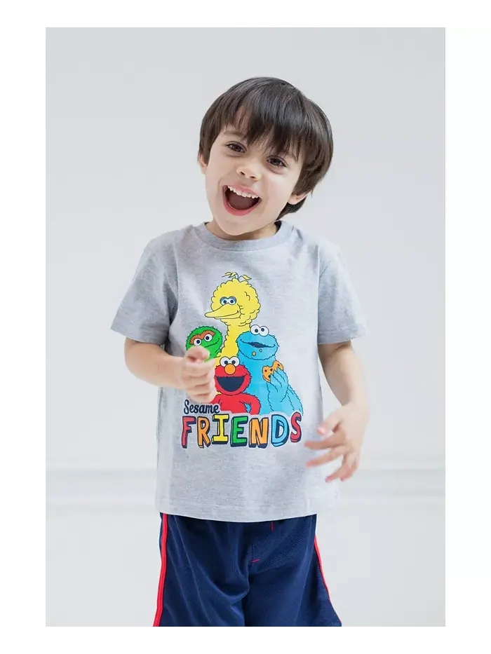 Детский набор "Elmo's Book of Friends": 2 футболки и книжка-игрушка Sesame Street — изображение 4 из 7, серый/красный