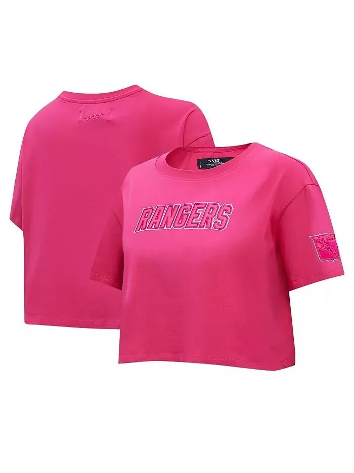 Женская укороченная свободная футболка New York Rangers Triple Pink Pro Standard