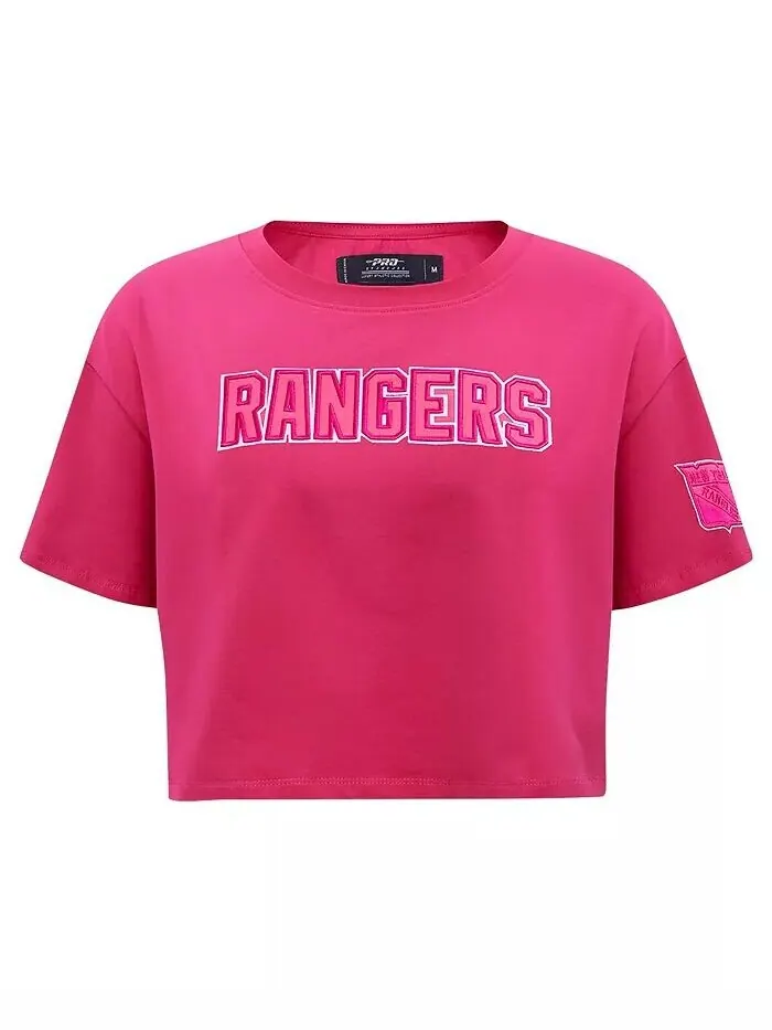 Женская укороченная свободная футболка New York Rangers Triple Pink Pro Standard — изображение 2 из 4
