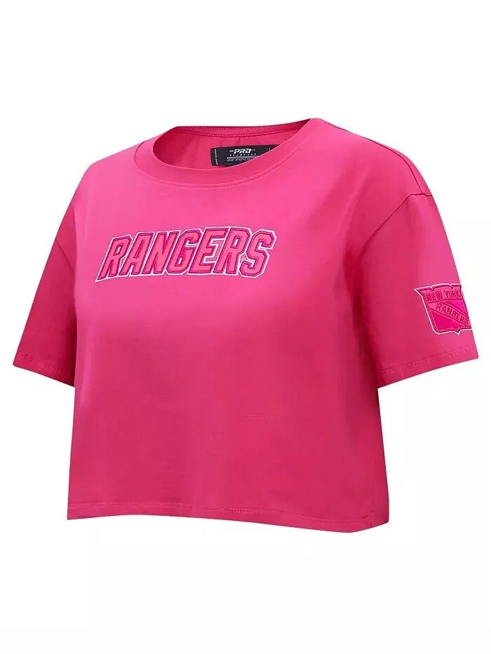 Женская укороченная свободная футболка New York Rangers Triple Pink Pro Standard — изображение 3 из 4