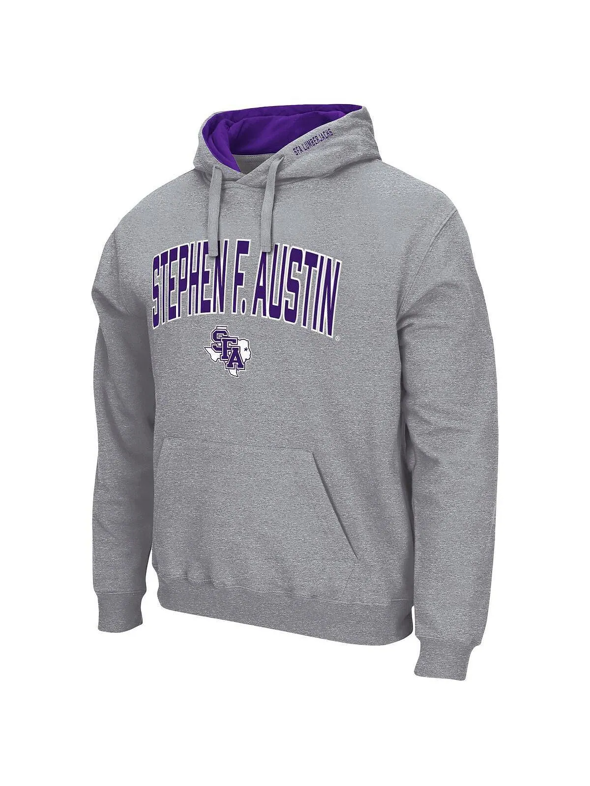 Мужская толстовка с капюшоном stephen f austin lumberjacks arch and logo из меланжевого серого — изображение 3 из 3, серый