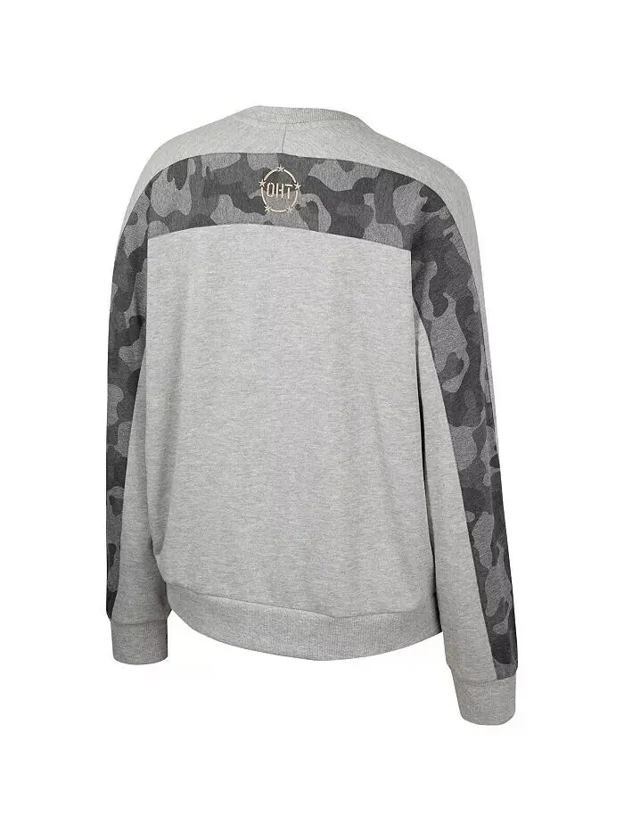 Женский пуловер-свитшот цвета «летучая мышь» с флагом признательности в стиле милитари — изображение 2 из 3, серый