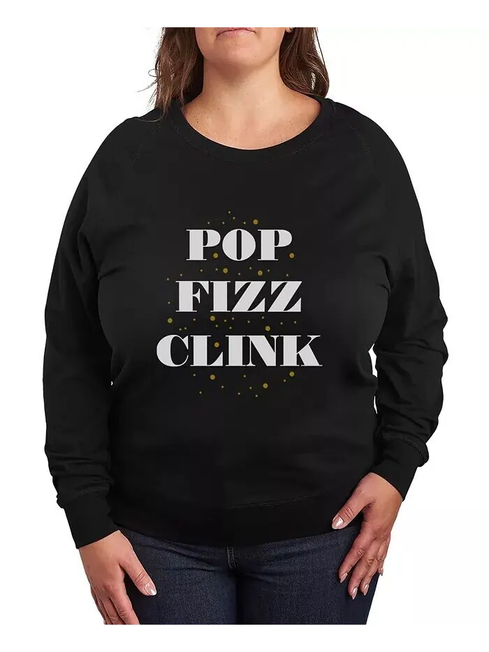 Большой размер Трендовый топ-пуловер Pop Fizz Clink с рисунком Hybrid Apparel — изображение 1 из 3, черный