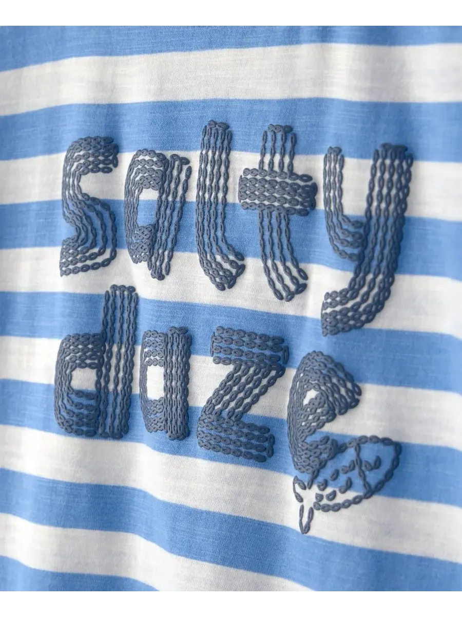 Детская футболка с коротким рукавом Salty Daze в полоску с графическим принтом, размер 2T-5T — изображение 2 из 4, синий