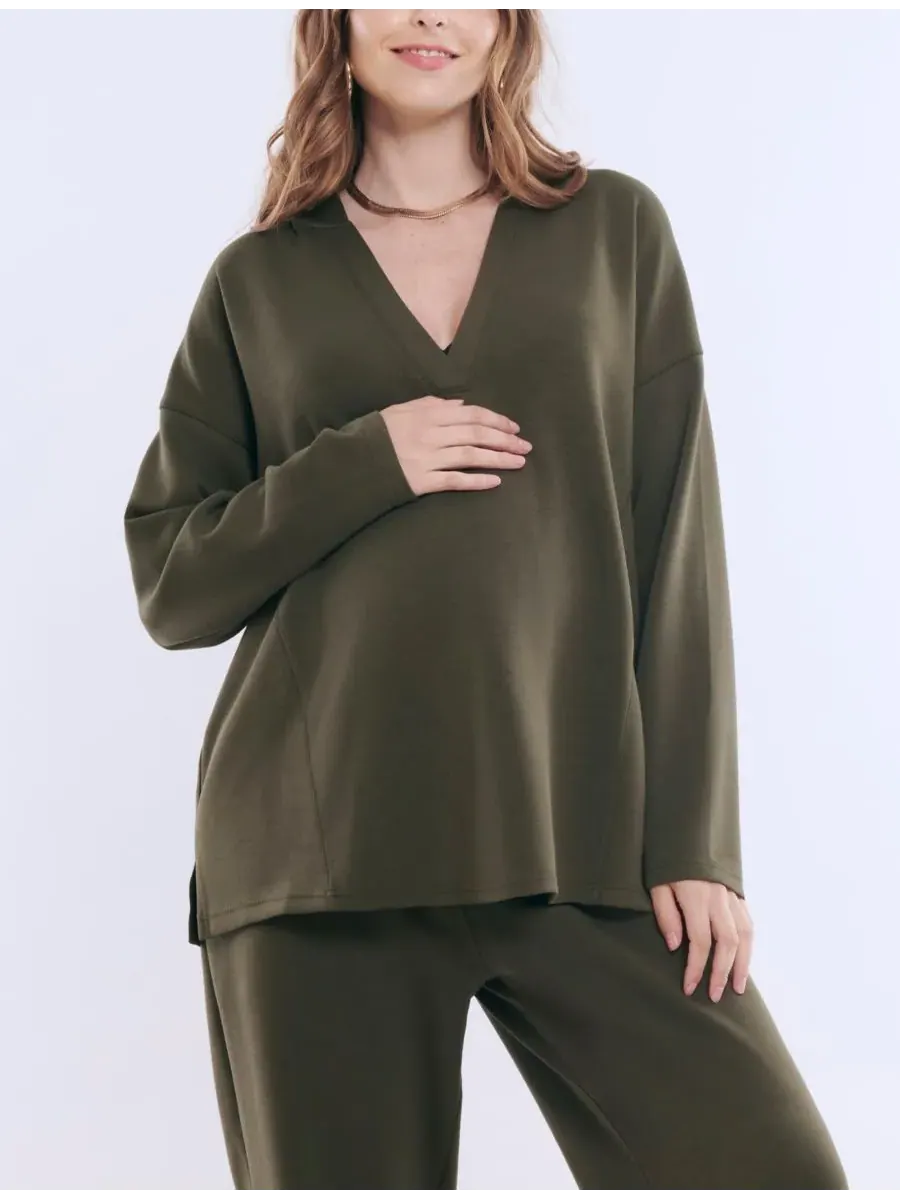 Толстовка с V-образным вырезом для беременных, модель Scuba Hoodie - Материнство Motherhood — изображение 1 из 4