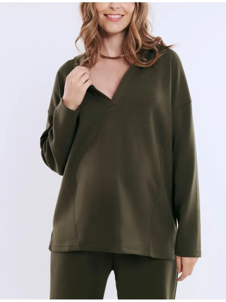 Толстовка с V-образным вырезом для беременных, модель Scuba Hoodie - Материнство Motherhood — изображение 3 из 4