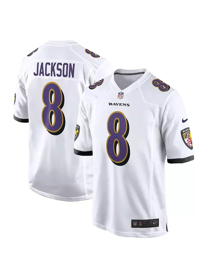 Игровая футболка Baltimore Ravens для мужчин Lamar Jackson Nike — изображение 1 из 3, белый