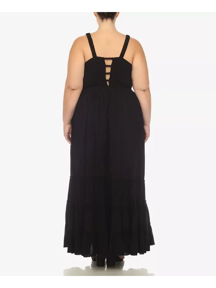 Платье макси с рюшами и сборкой Plus Size White Mark — изображение 2 из 7, черный
