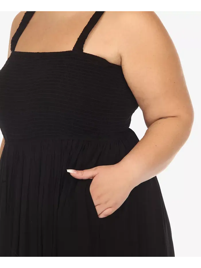 Платье макси с рюшами и сборкой Plus Size White Mark — изображение 5 из 7, черный