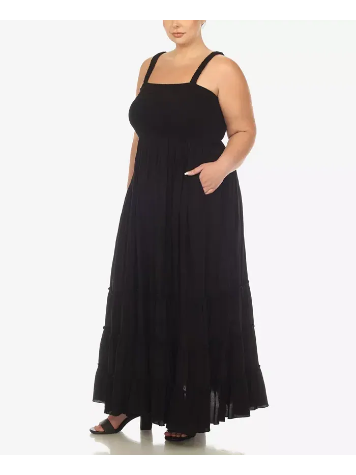 Платье макси с рюшами и сборкой Plus Size White Mark — изображение 6 из 7, черный