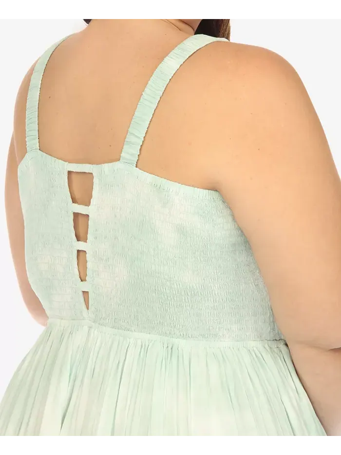 Платье макси с рюшами и сборкой Plus Size White Mark — изображение 5 из 7, зеленый