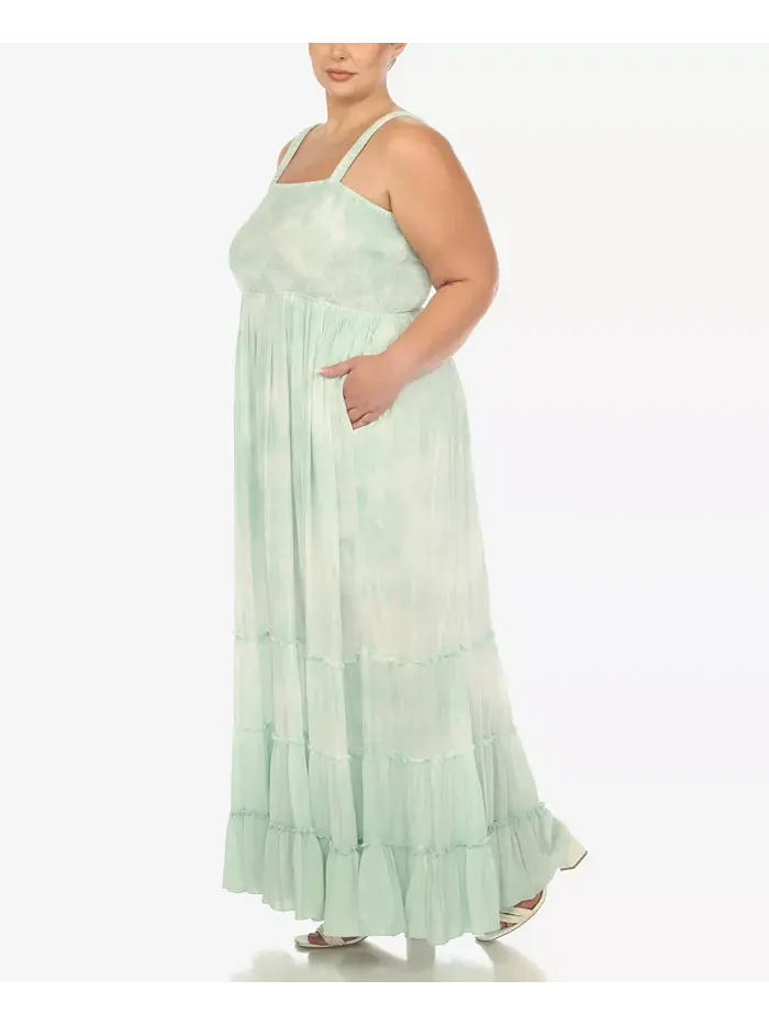 Платье макси с рюшами и сборкой Plus Size White Mark — изображение 6 из 7, зеленый