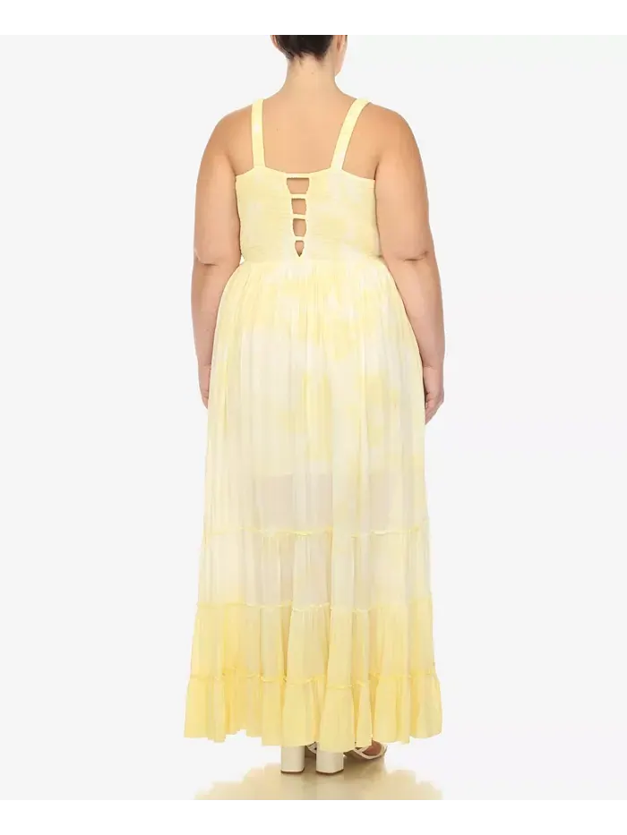 Платье макси с рюшами и сборкой Plus Size White Mark — изображение 2 из 7, желтый