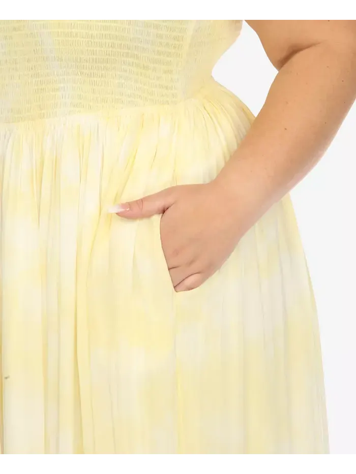 Платье макси с рюшами и сборкой Plus Size White Mark — изображение 4 из 7, желтый