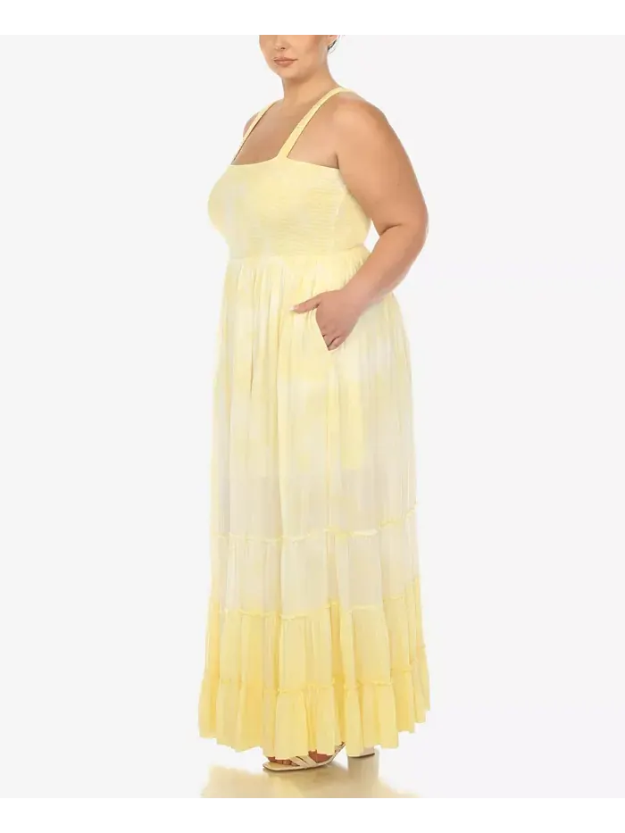 Платье макси с рюшами и сборкой Plus Size White Mark — изображение 5 из 7, желтый