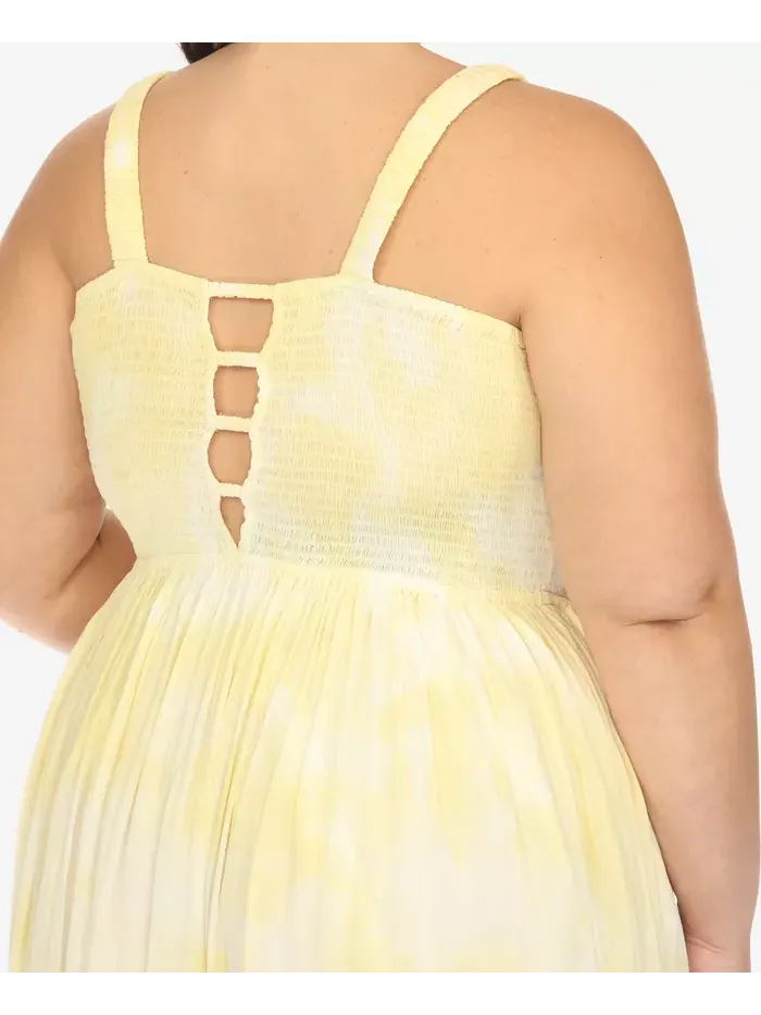 Платье макси с рюшами и сборкой Plus Size White Mark — изображение 6 из 7, желтый