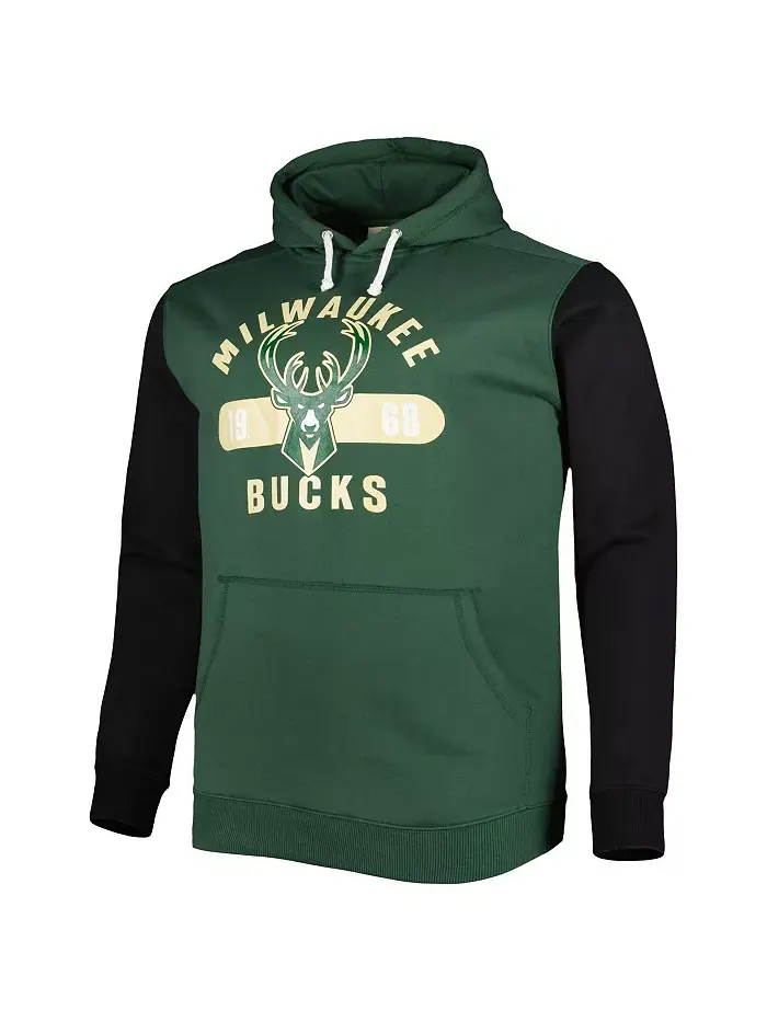 Мужская толстовка с капюшоном Milwaukee Bucks Big and Tall Bold Attack — изображение 3 из 3, черный