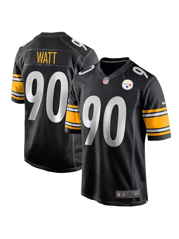 Мужская игровая футболка T.J. Watt Pittsburgh Steelers Nike — изображение 1 из 3, черный