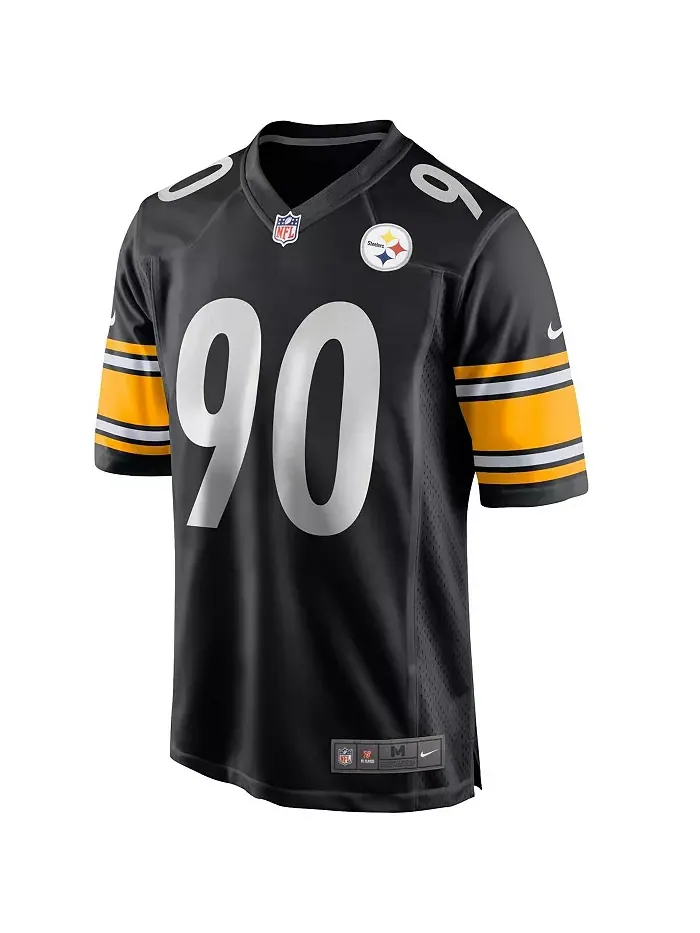 Мужская игровая футболка T.J. Watt Pittsburgh Steelers Nike — изображение 2 из 3, черный