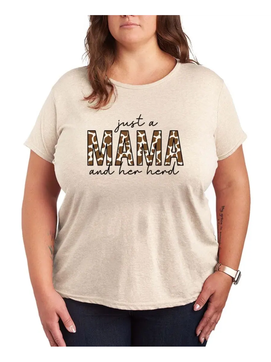 Футболка с принтом Mama and Her Herd, Plus Size Hybrid Apparel — изображение 1 из 3, березовый