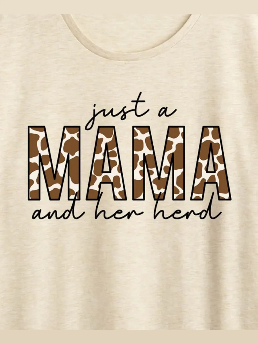 Футболка с принтом Mama and Her Herd, Plus Size Hybrid Apparel — изображение 2 из 3, березовый