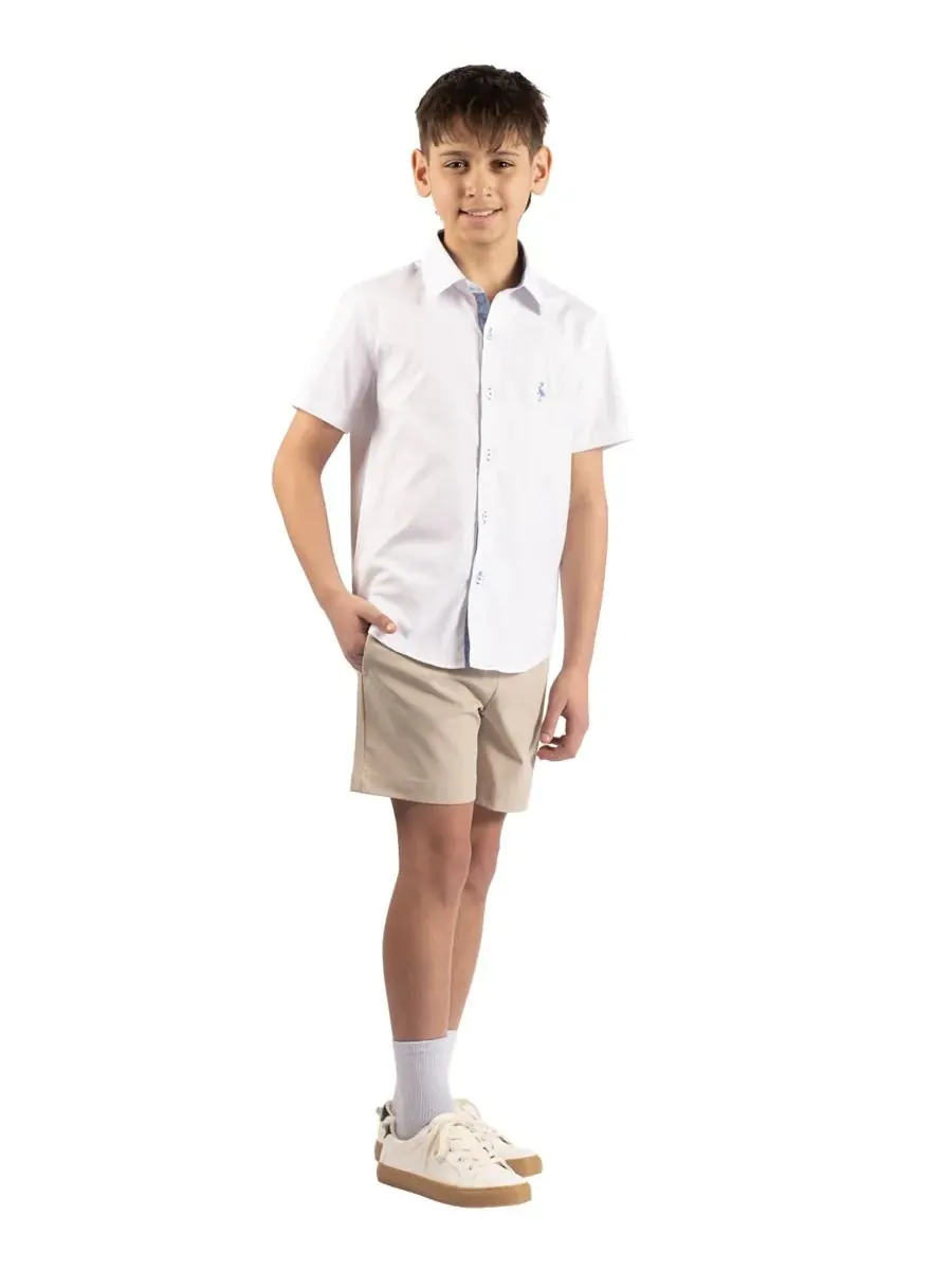 Рубашка с коротким рукавом Big Boys Signature Oxford Tailorbyrd — изображение 3 из 3, белый