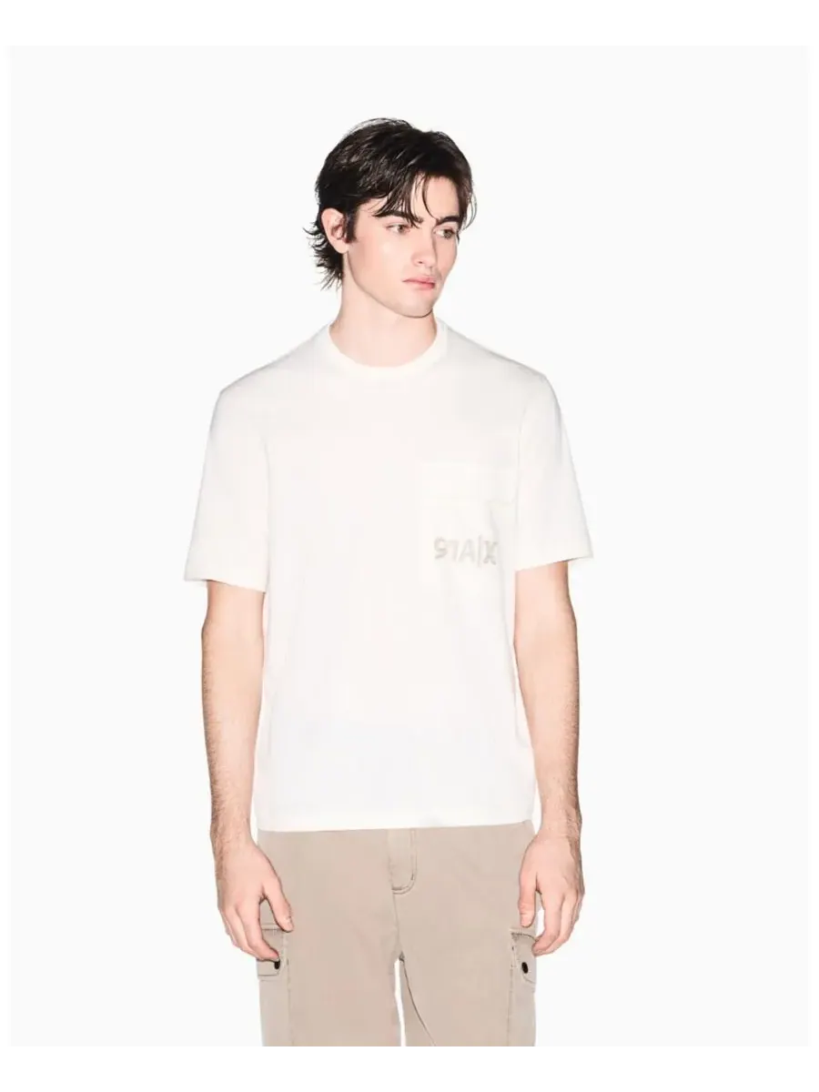 Мужская футболка с коротким рукавом и карманом A|X Armani Exchange — изображение 1 из 5, бежевый