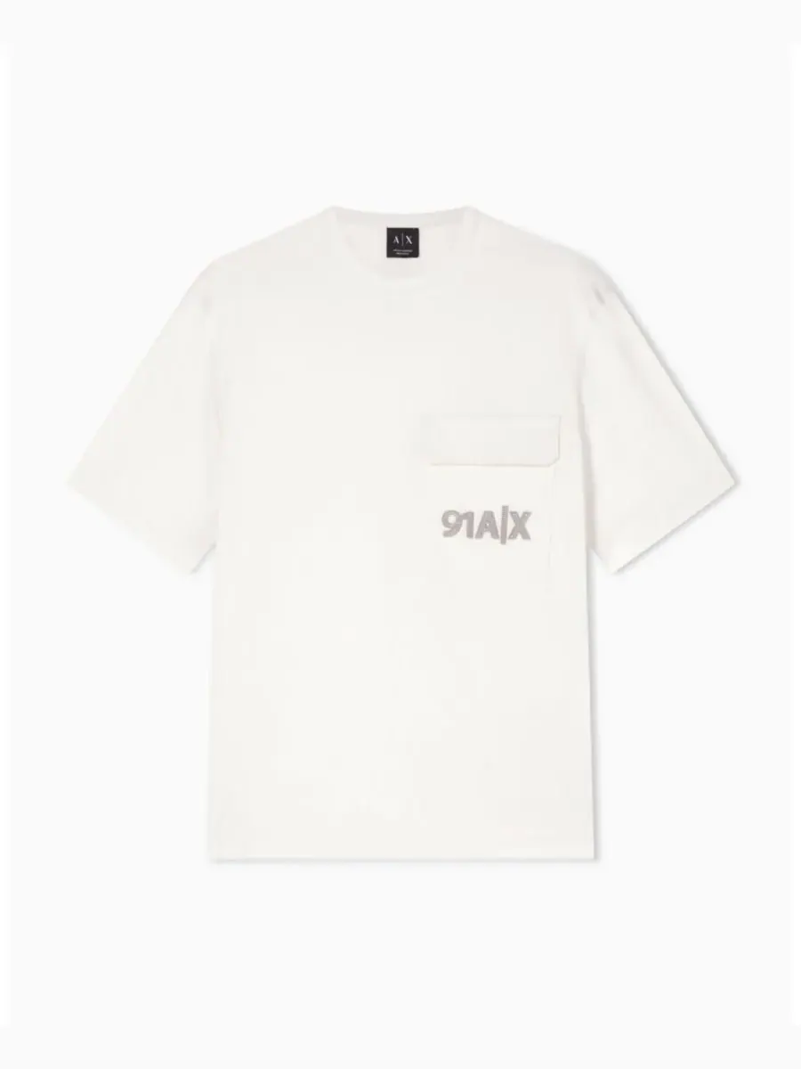 Мужская футболка с коротким рукавом и карманом A|X Armani Exchange — изображение 4 из 5, бежевый