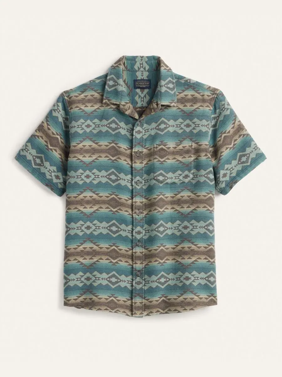 Мужская рубашка с коротким рукавом Pendleton — синий