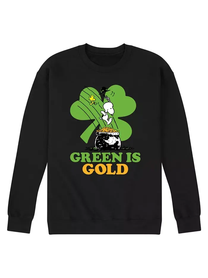 Мужская флисовая толстовка Peanuts Green Is Gold с длинными рукавами Airwaves — изображение 1 из 3, черный