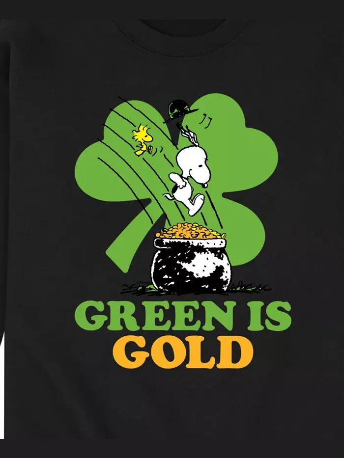 Мужская флисовая толстовка Peanuts Green Is Gold с длинными рукавами Airwaves — изображение 3 из 3, черный