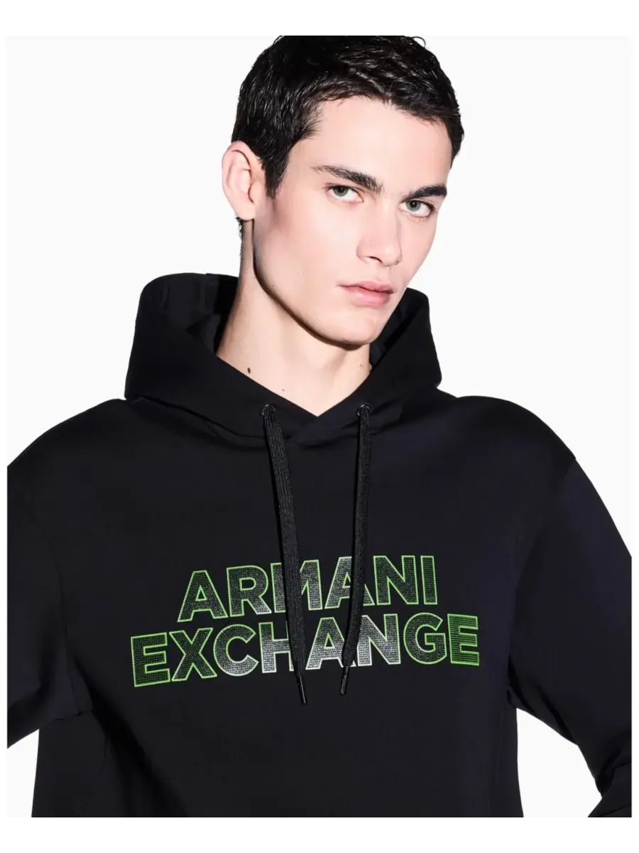 Мужская толстовка с капюшоном и логотипом Elevated Logo A|X Armani Exchange — изображение 3 из 5, черный