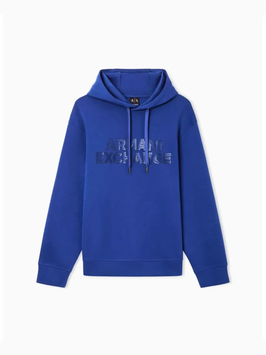 Мужская толстовка с капюшоном и логотипом Elevated Logo A|X Armani Exchange — изображение 5 из 5, синий