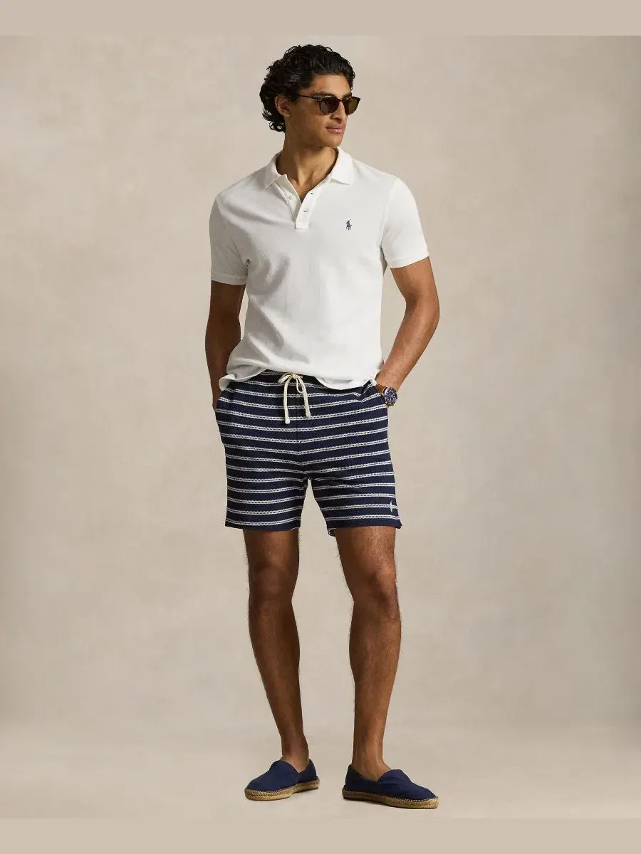 Мужские полосатые облегающие шорты Polo Ralph Lauren — изображение 2 из 5, темно-синий/кремовый