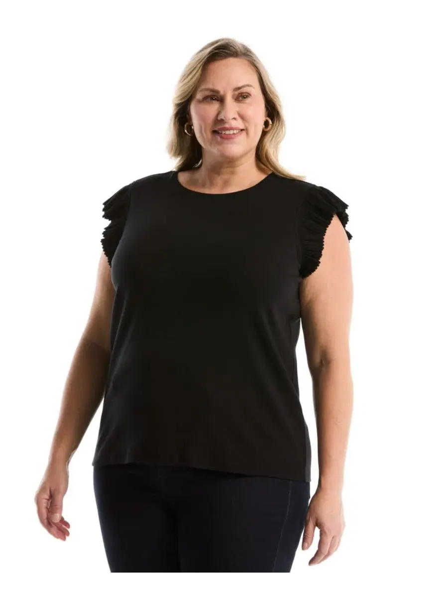 Топ с коротким рукавом-крылышко Plus Size Ruffle Cap-Sleeve Rafaella