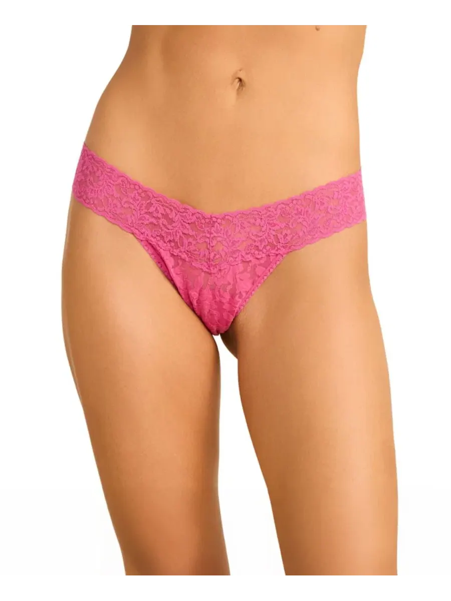 Женские кружевные трусики-стринги с низкой посадкой Signature Lace Hanky Panky — изображение 1 из 3, розовый