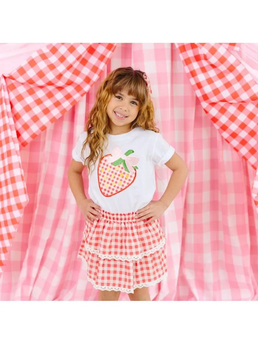 Большая юбка-шорты в красную клетку для девочек Sweet Wink — 4