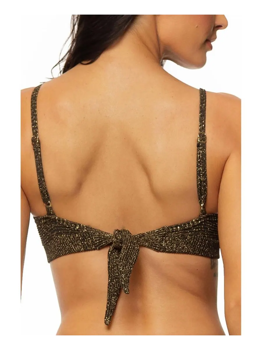 Женский бикини-топ с мятой люрексовой подкладкой и косточками Guria Beachwear — изображение 3 из 3, черный