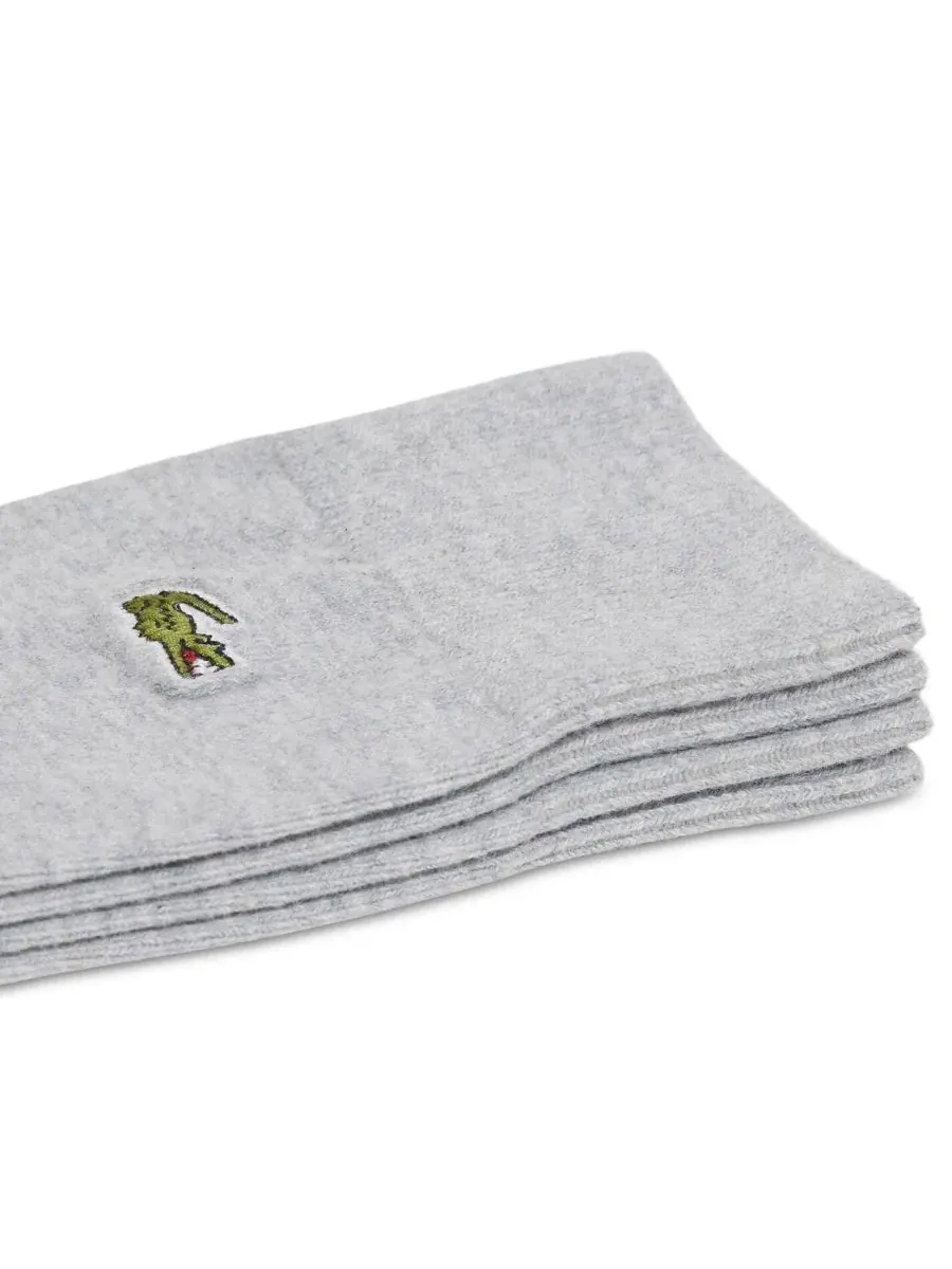 Носки мужские высокие Lacoste комплект 2 пары, с вышитым крокодилом, серебряные — изображение 2 из 3, серебристый