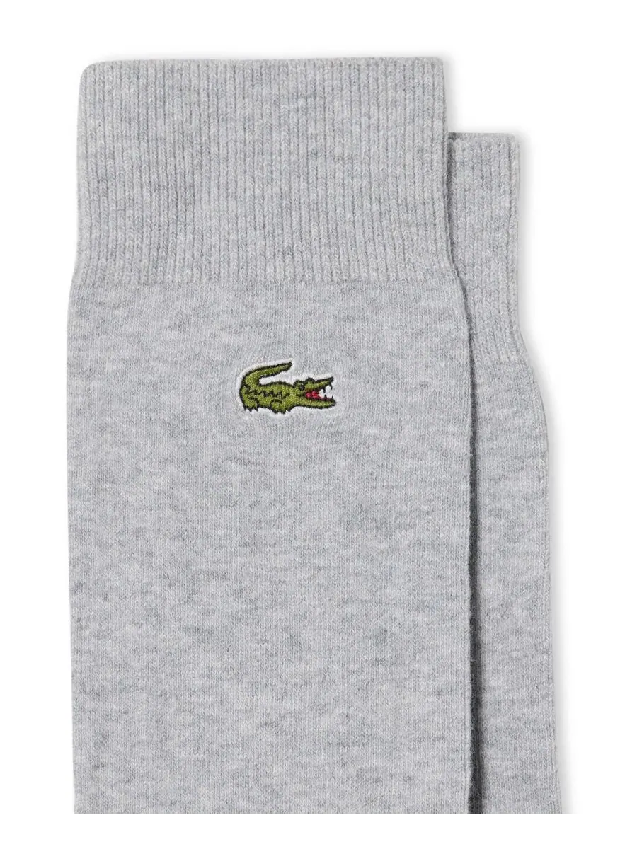Носки мужские высокие Lacoste комплект 2 пары, с вышитым крокодилом, серебряные — изображение 3 из 3, серебристый