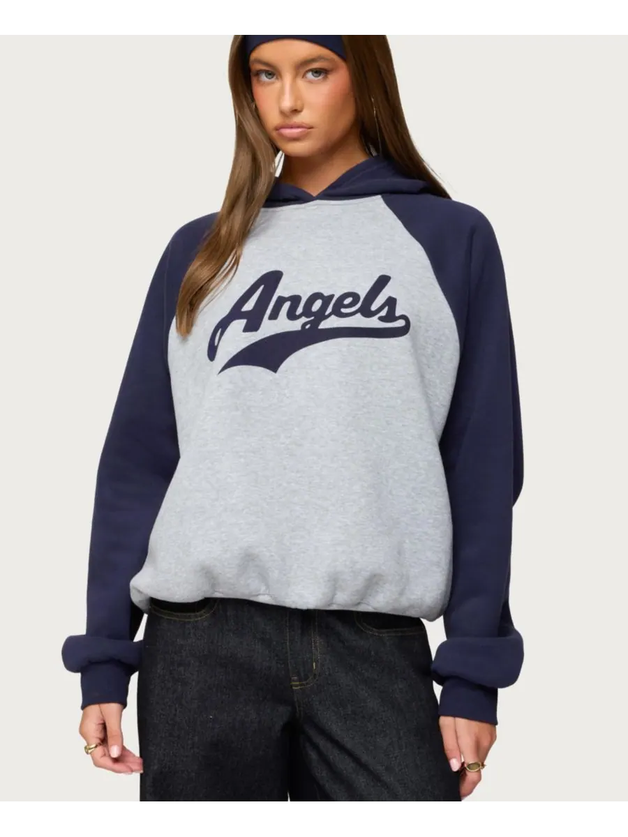 Женская толстовка с рукавами реглан Angels Oversized Edikted — изображение 1 из 5, серый---темно-синий