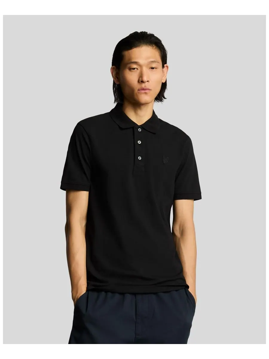 Мужская поло-рубашка с принтом орла в тон ткани Lyle & Scott — изображение 1 из 5, черный