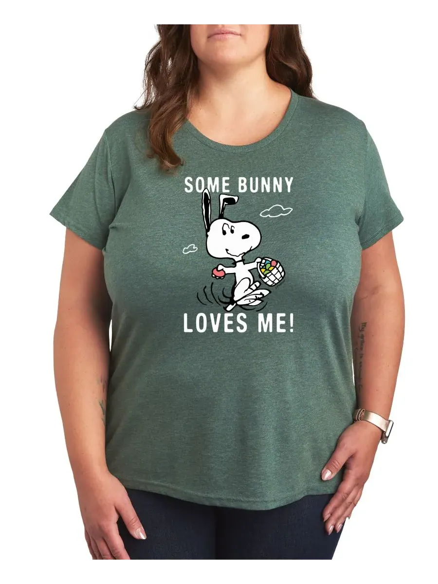 Футболка с пасхальным принтом "Peanuts" для полных женщин Hybrid Apparel — изображение 1 из 3, зеленый