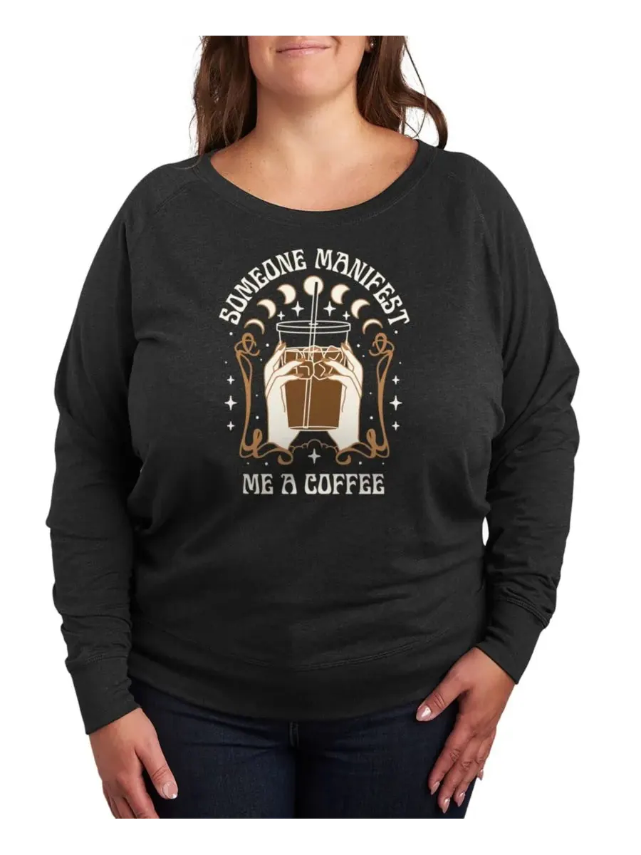 Футболка-пуловер с графическим принтом "Manifest Coffee" больших размеров Hybrid Apparel — изображение 1 из 3, черный